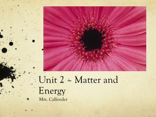 Unit 2 – Matter and Energy