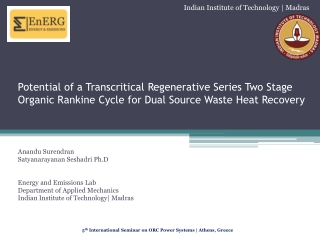 Anandu Surendran Satyanarayanan Seshadri Ph.D Energy and Emissions Lab
