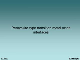 Perovskite-type transition metal oxide interfaces