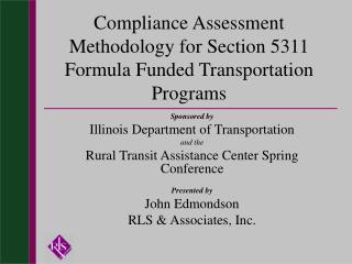 Compliance Assessment Methodology for Section 5311 Formula Funded Transportation Programs