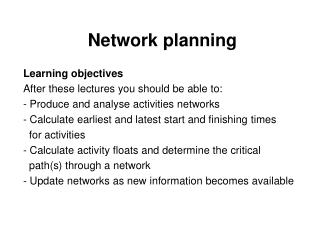 Network planning