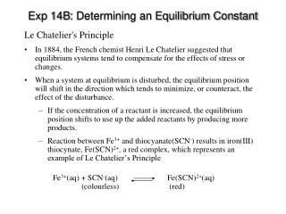 Exp 14B : Determining an Equilibrium Constant