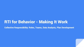 RTI for Behavior - Making It Work