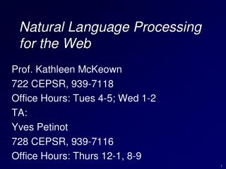 Natural Language Processing for the Web