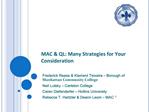MAC QL: Many Strategies for Your Consideration