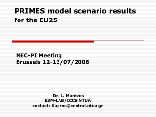NEC-PI Meeting Brussels 12-13/07/2006 Dr. L. Mantzos E3M-LAB/ICCS NTUA
