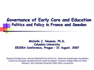 Governance of Early Care and Education Politics and Policy in France and Sweden