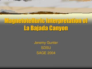 Magnetotelluric Interpretation of La Bajada Canyon