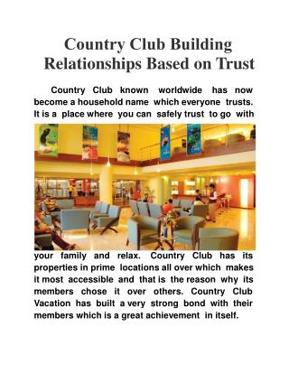 Country Club Building Relationships Based on Trust
