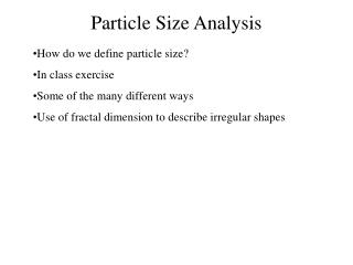 Particle Size Analysis