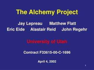 The Alchemy Project