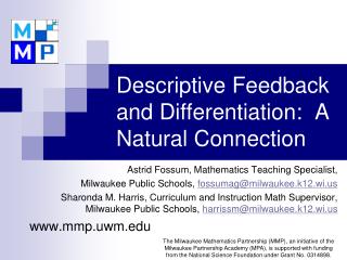 Descriptive Feedback and Differentiation: A Natural Connection
