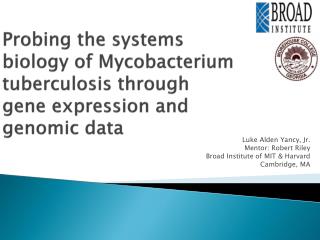 Probing the systems biology of Mycobacterium tuberculosis through gene expression and genomic data