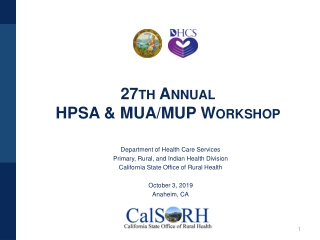 27th Annual HPSA & MUA/MUP Workshop