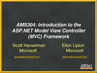 AMS304: Introduction to the ASP.NET Model View Controller (MVC) Framework