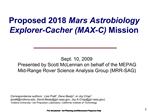 Proposed 2018 Mars Astrobiology Explorer-Cacher MAX-C Mission