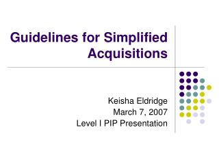 Guidelines for Simplified Acquisitions