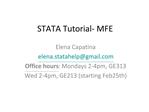 STATA Tutorial- MFE