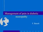 Management of pain in diabetic neuropathy