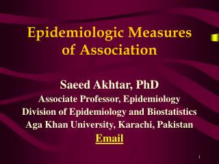 Epidemiologic Measures of Association