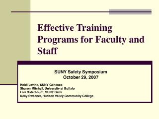 Effective Training Programs for Faculty and Staff