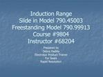 Induction Range Slide in Model 790.45003 Freestanding Model 790.99913 Course 9804 Instructor 68204