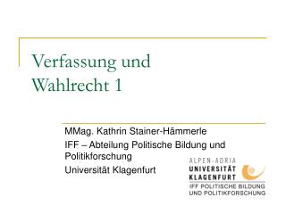 Verfassung und Wahlrecht 1