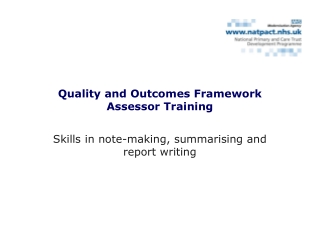 Quality and Outcomes Framework Assessor Training