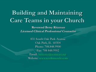 Building and Maintaining Care Teams in your Church