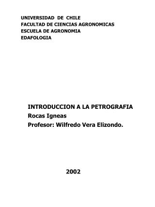 UNIVERSIDAD DE CHILE FACULTAD DE CIENCIAS AGRONOMICAS ESCUELA DE AGRONOMIA EDAFOLOGIA
