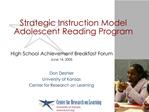 Strategic Instruction Model Adolescent Reading Program