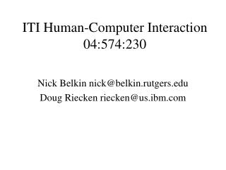 ITI Human-Computer Interaction 04:574:230