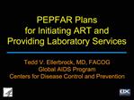 PEPFAR Plans for Initiating ART and Providing Laboratory Services Tedd V. Ellerbrock, MD, FACOG Global AIDS Program Ce
