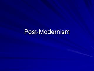 Post-Modernism