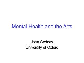 Mental Health and the Arts