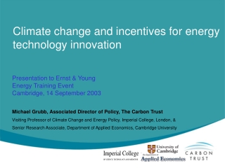 Climate change and incentives for energy technology innovation