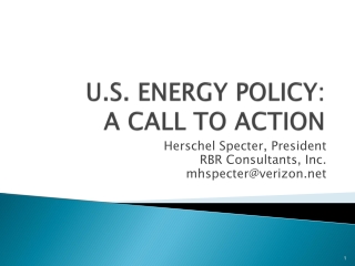 U.S. ENERGY POLICY: A CALL TO ACTION
