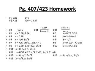 Pg. 407/423 Homework