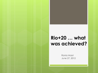 Rio+20 … what was achieved?