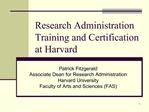 Research Administration Training and Certification at Harvard