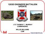 1203D ENGINEER BATTALION UPDATE