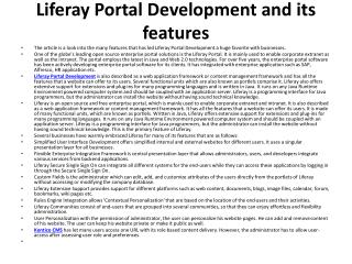 Liferay Portal Development and its features