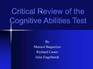 Critical Review of the Cognitive Abilities Test