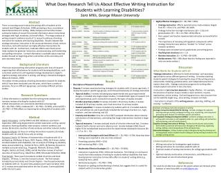What Does Research Tell Us About Effective Writing Instruction for Students with Learning Disabilities? Sara Mills, Geo