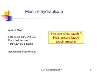 Mesure hydraulique