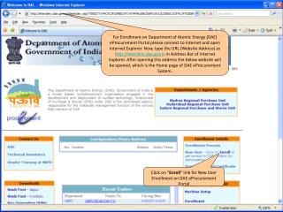 Click on “ Enroll ” link for New User Enrollment on DAE eProcurement Portal