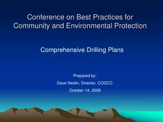 Conference on Best Practices for Community and Environmental Protection