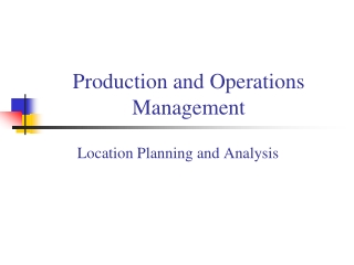 Production and Operations Management