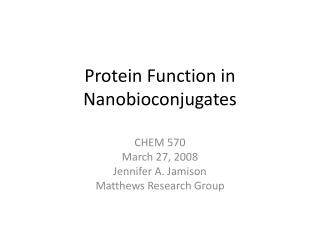 Protein Function in Nanobioconjugates
