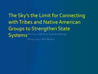 The Sky’s the Limit for Connecting with Tribes and Native American Groups to Strengthen State Systems